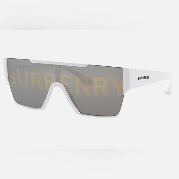 Burberry Unisex BE4291 Acetate Sunglasses White with Grey Silver Lenses